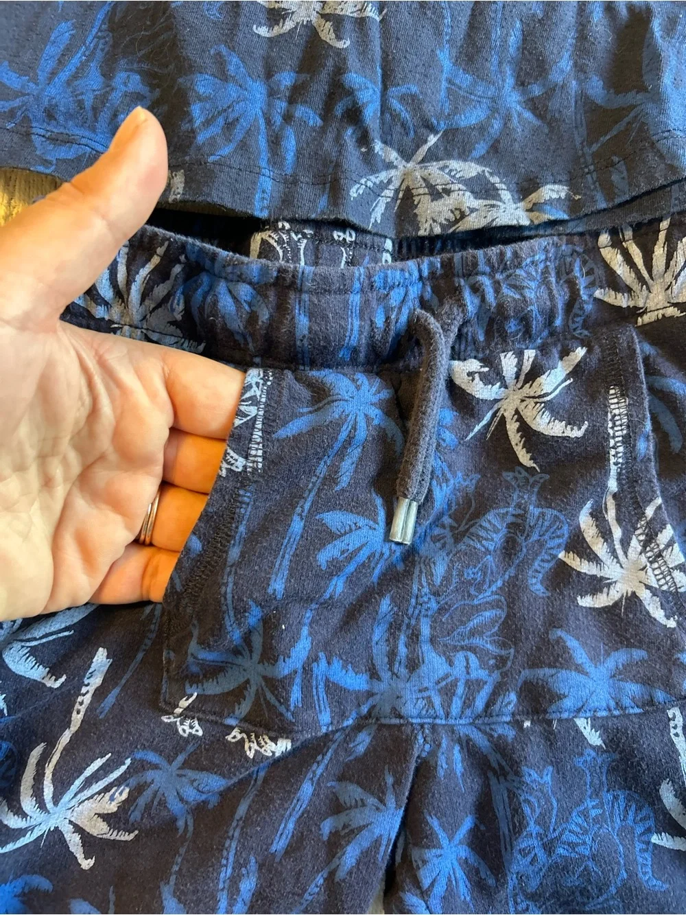Boys Navy Palm Print Tank & Shorts Set Dinos and Palm Streets Size 5T